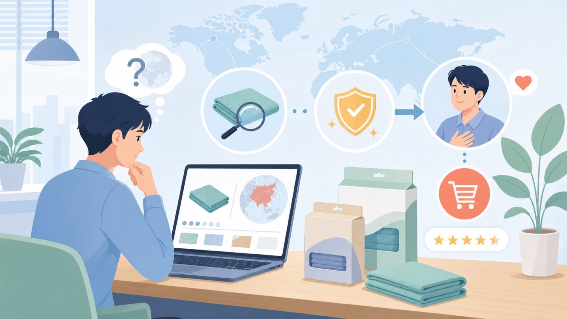 E-Clothはどこの国？イギリス発の除菌クロスブランドの正体と使い方の要点を表すイラスト