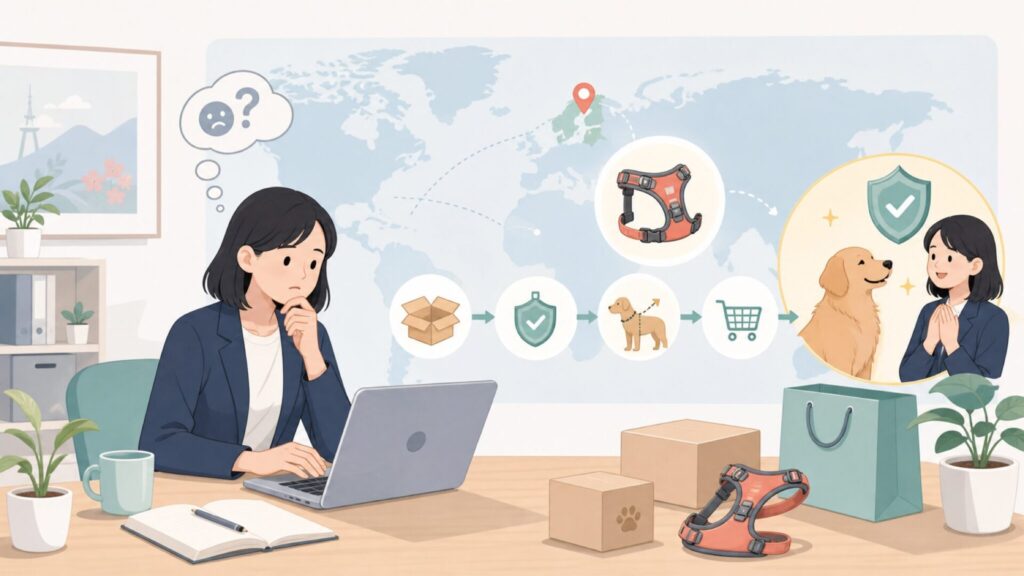 DOG Copenhagenはどこの国？デンマーク発の犬用ハーネス解説の要点を表すイラスト