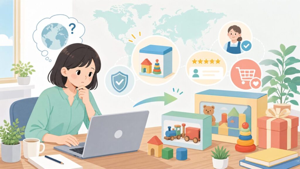 Galt Toysはどこの国？イギリス老舗の知育玩具ブランドを徹底解説の要点を表すイラスト