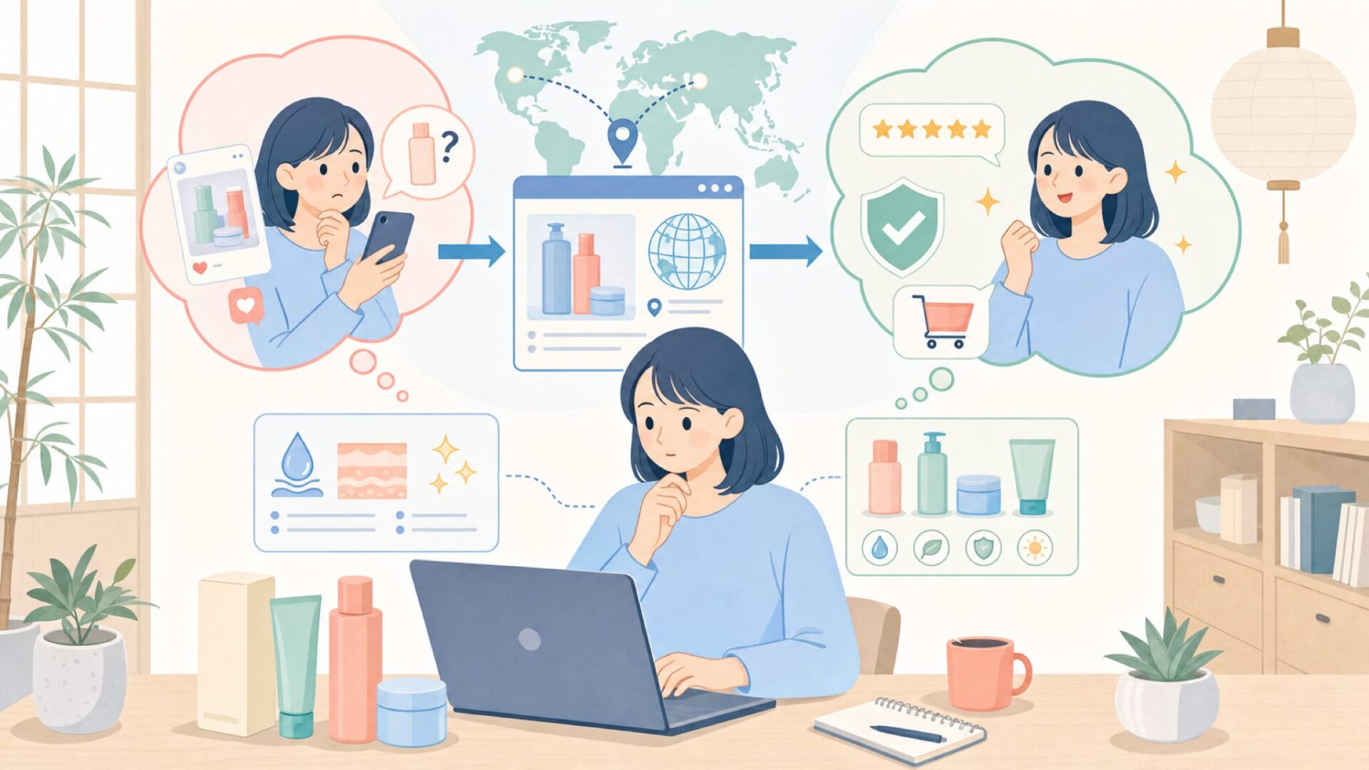 BYOMA(バイオマ)はどこの国?イギリス発バリア補修スキンケアを徹底解説の要点を表すイラスト