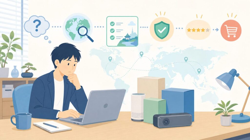 WIMAXITはどこの国のブランド？深圳発の実態と安心して買える理由の要点を表すイラスト