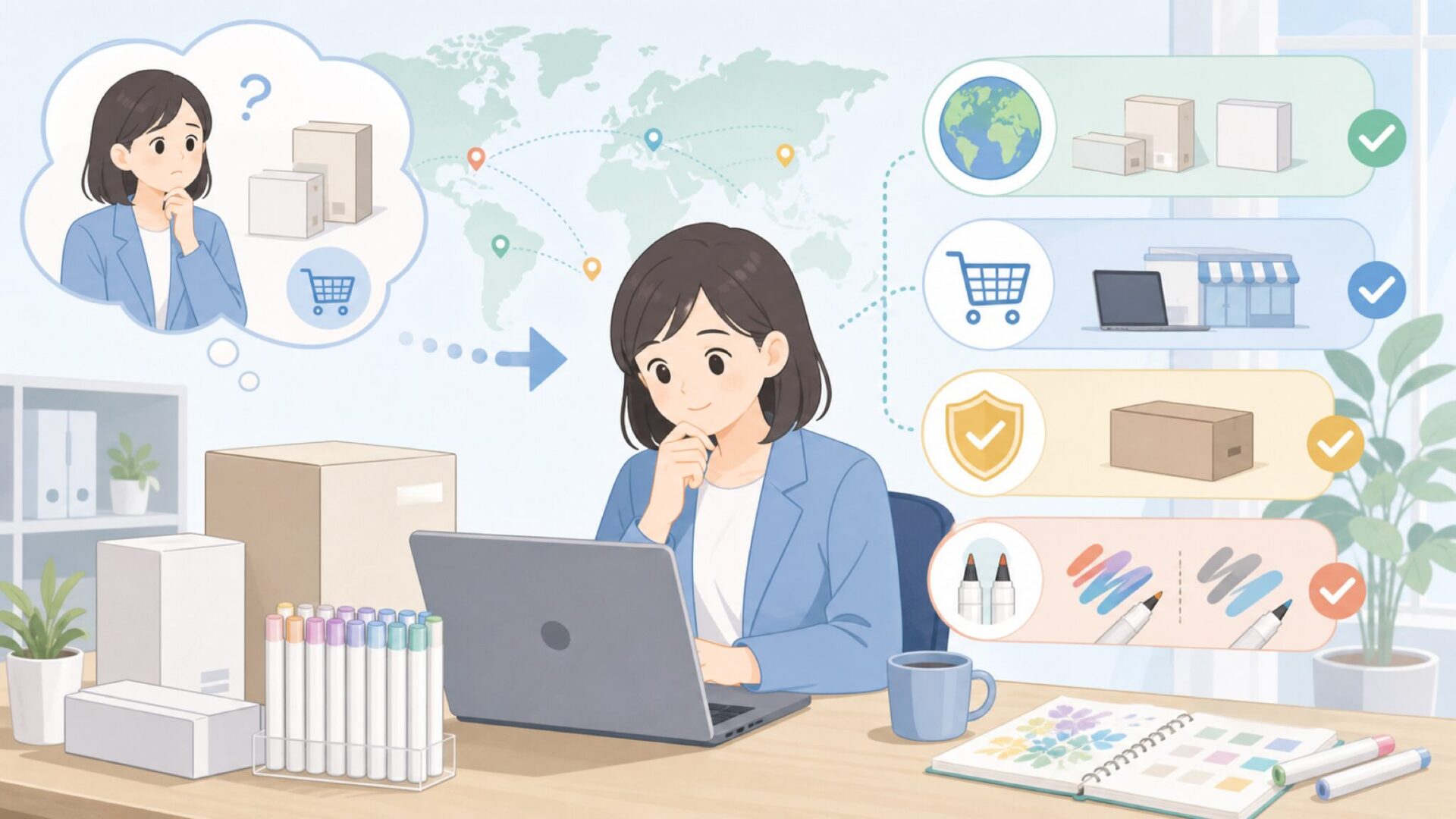 Ohuhuはどこの国のメーカー？安い理由と品質・コピックとの違いを正直に解説の要点を表すイラスト
