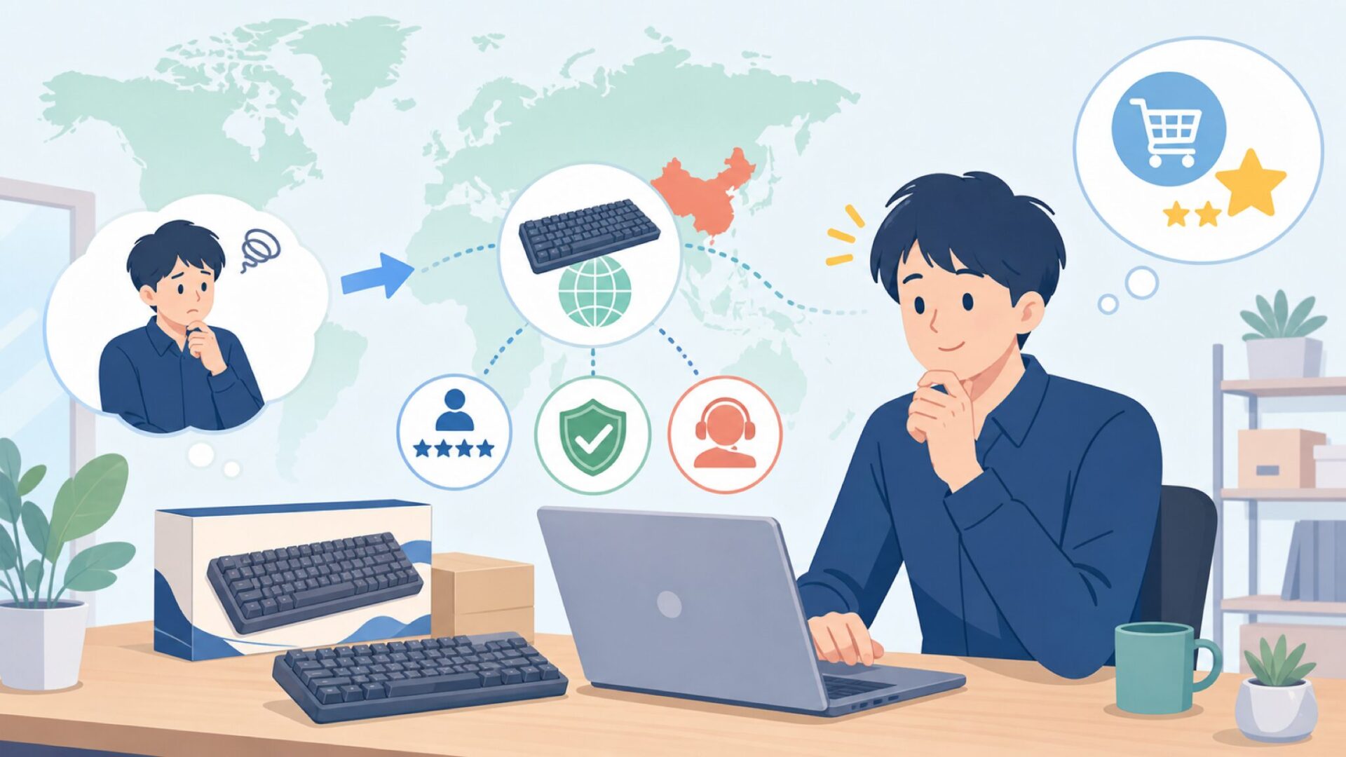VXEはどこの国のメーカー？信頼できる理由とATK68の実力まとめの要点を表すイラスト