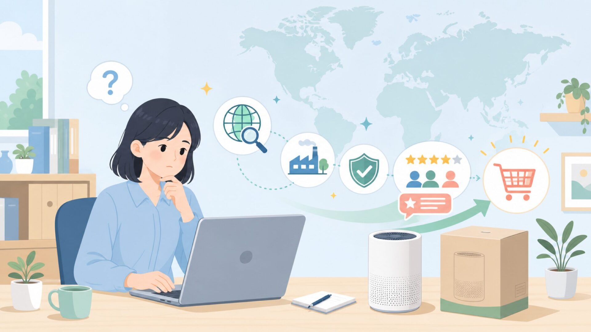 MOOKAはどこの国のブランド？中国製の安全性とサクラレビューの真実を解説の要点を表すイラスト