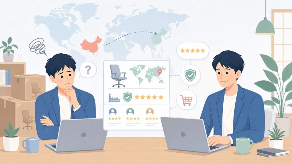 COLAMYはどこの国のメーカー？中国製でも安心な3つの理由と製品評価の要点を表すイラスト
