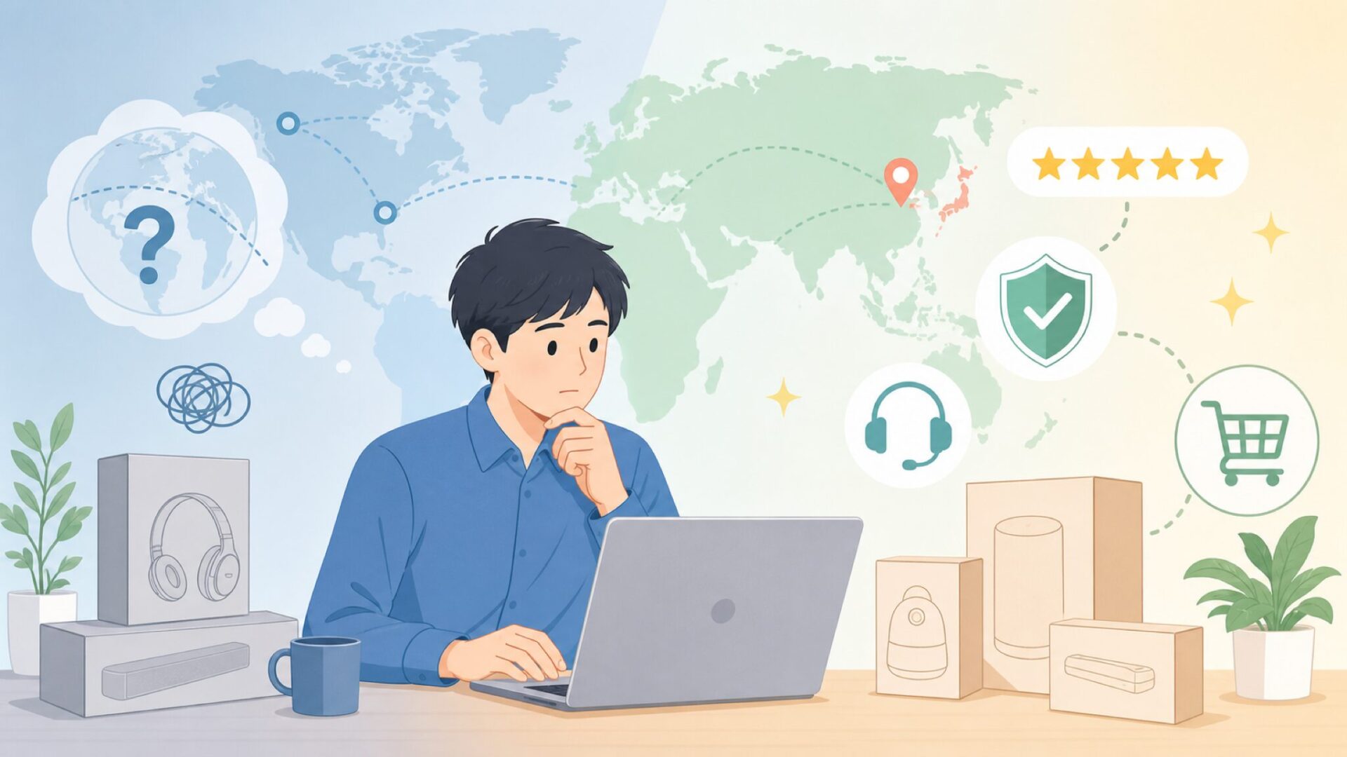OSOTEKはどこの国？中国ブランドの評判と日本での購入ガイドの要点を表すイラスト