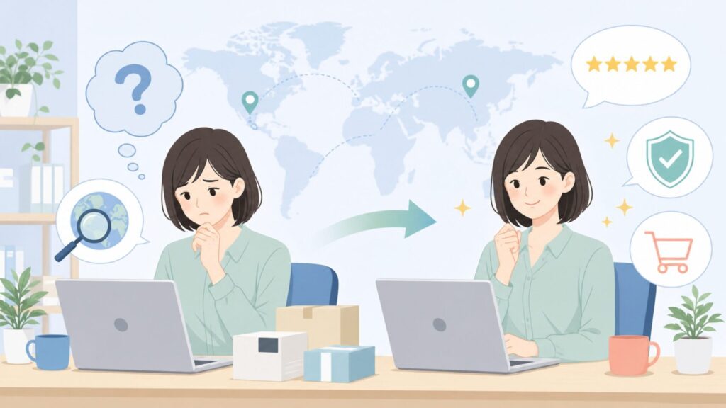 Feiyoldはどこの国？怪しい噂と安全性を自分で見極める方法の要点を表すイラスト