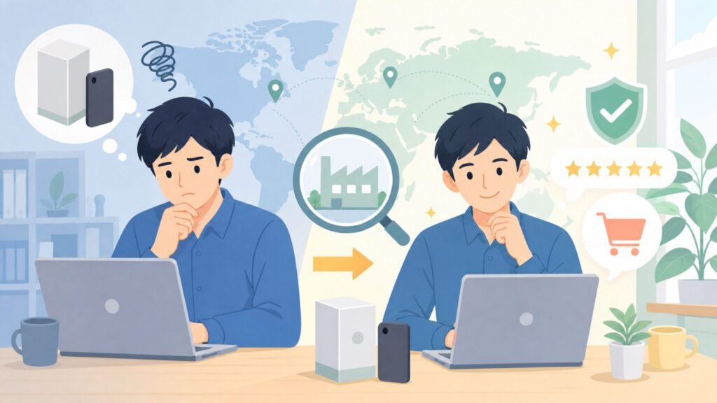 UNIHERTZはどこの国？中国・上海発の正体と中国製の不安を解消の要点を表すイラスト
