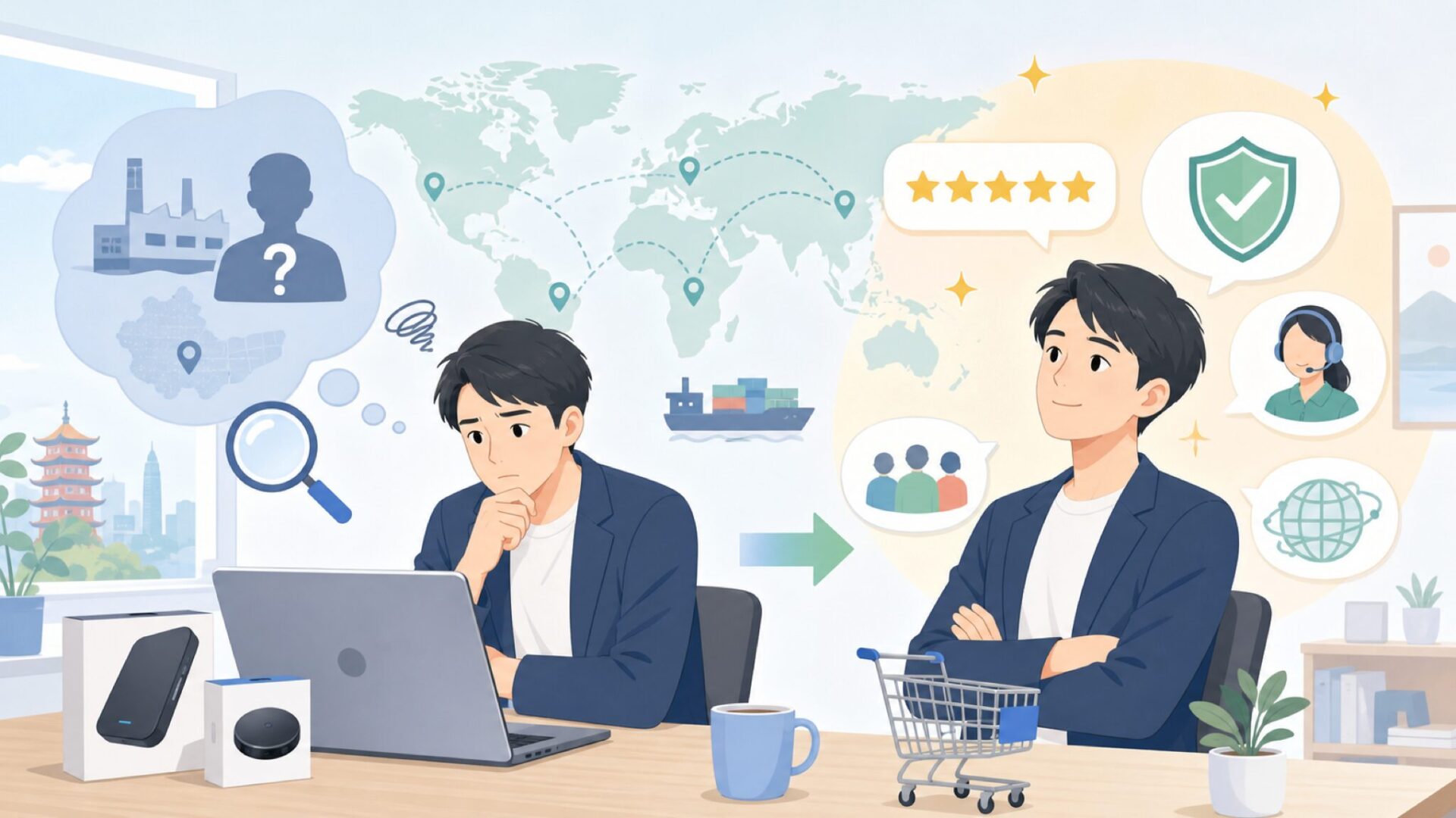 Ottocastはどこの国？中国・深圳発ブランドの正体と信頼性を解説の要点を表すイラスト