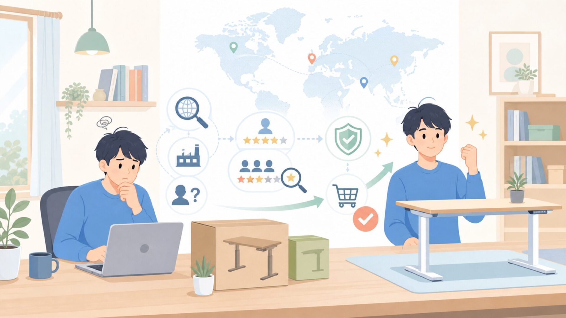 ERGOMAKERはどこの国?運営会社とサクラ評判を本音で調査の要点を表すイラスト