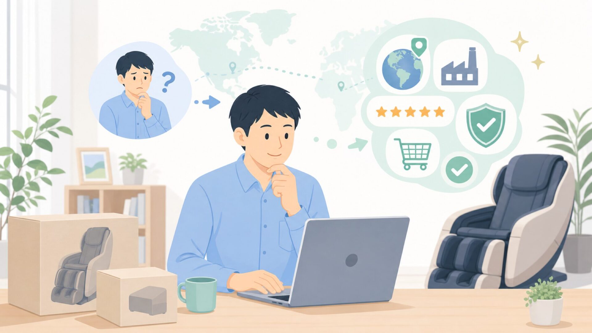 Snailaxはどこの国？運営会社と生産国・評判を購入前に総点検の要点を表すイラスト