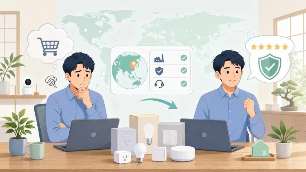 MOESはどこの国のブランド？怪しい噂の真相と安心して買う方法の要点を表すイラスト