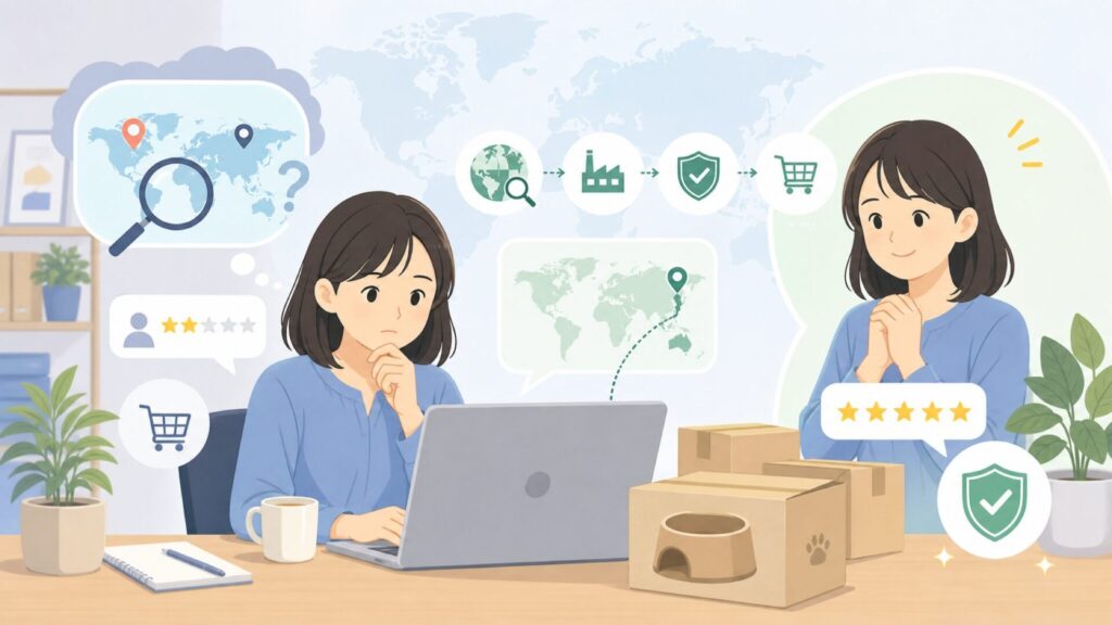 Elspetはどこの国？運営会社と安全性を購入前に総点検の要点を表すイラスト