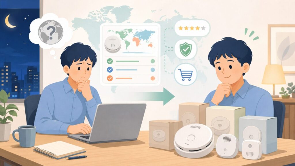 X-Senseはどこの国？運営会社と安全性を購入前にやさしく解説の要点を表すイラスト