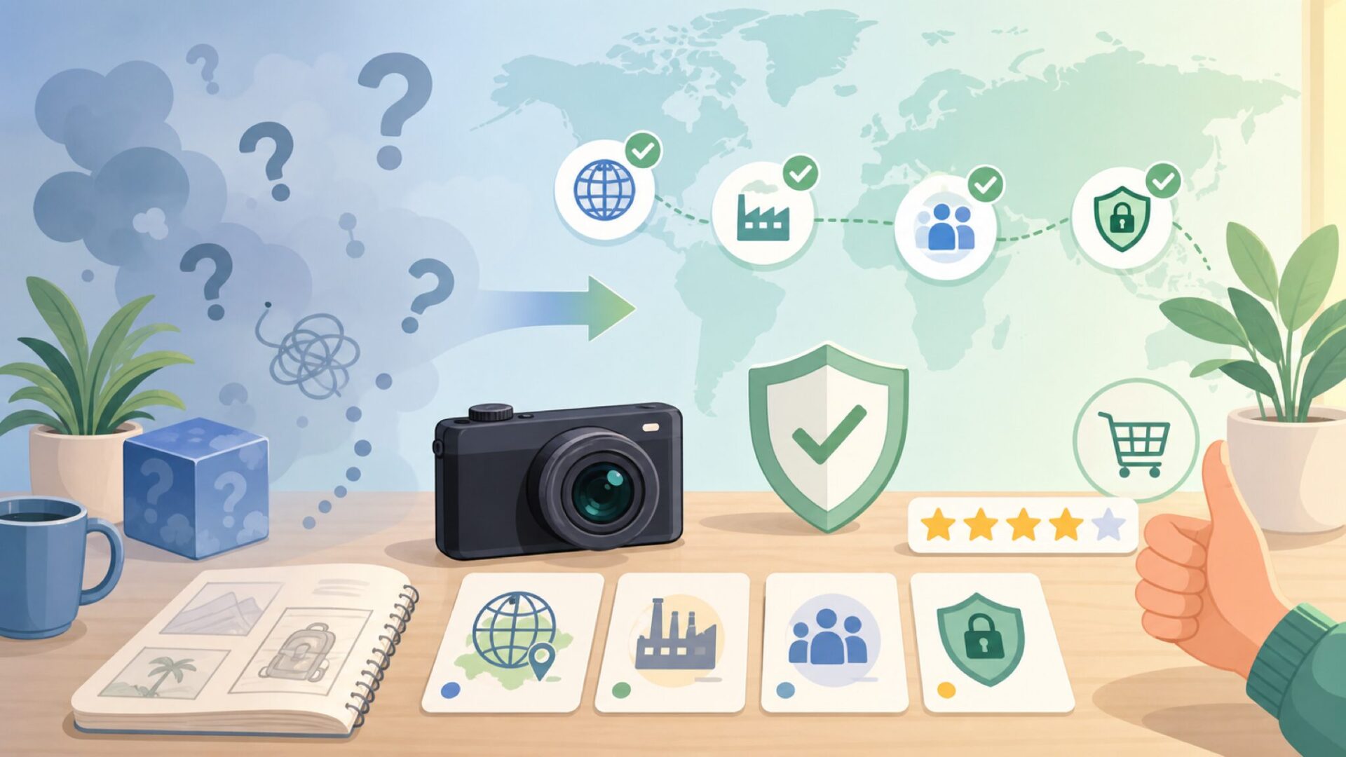 LXMIMIはどこの国?運営企業と中国製の安全性を徹底調査の要点を表すイラスト