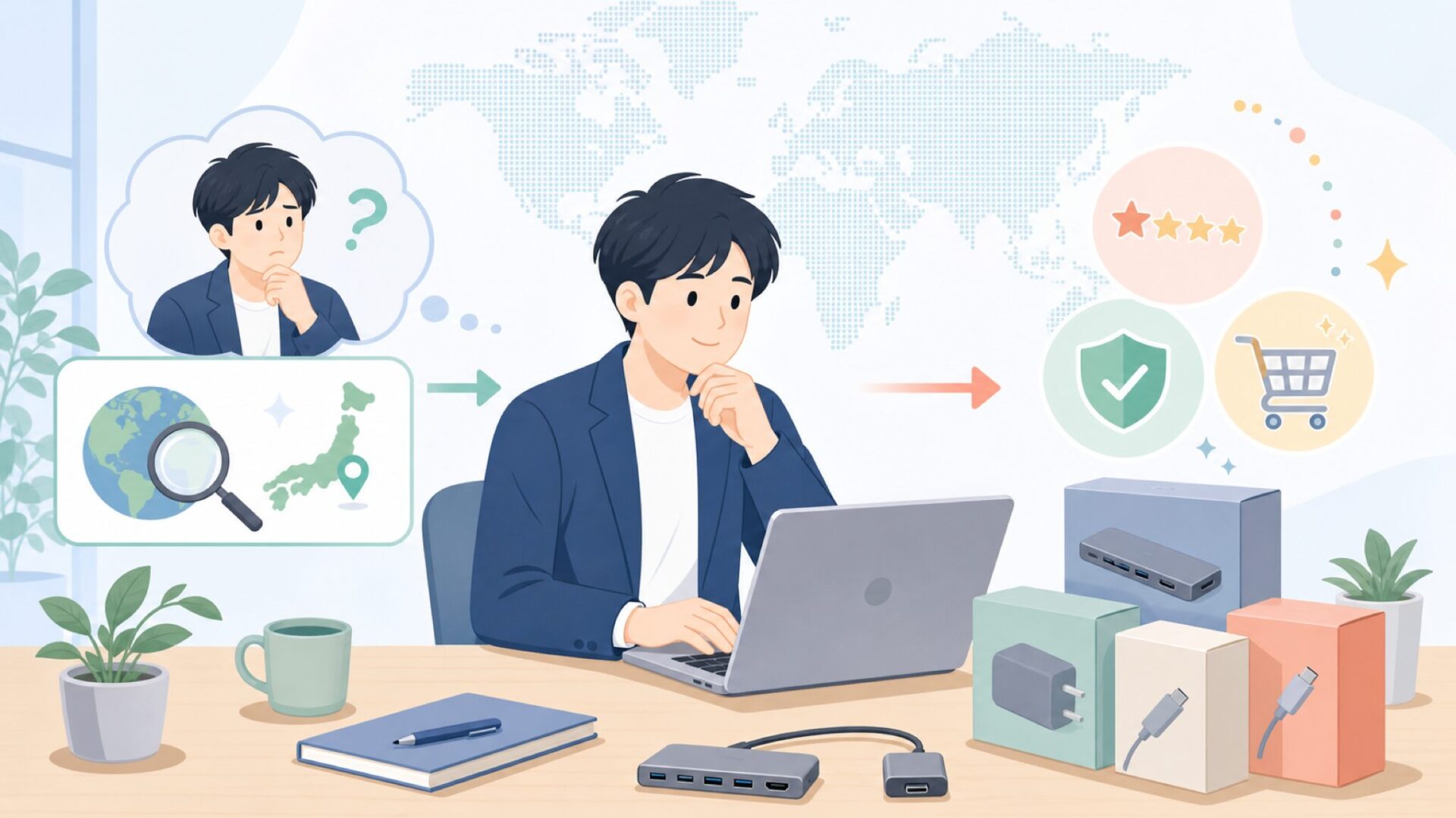 RayCueはどこの国のブランド？怪しい噂と評判を徹底検証の要点を表すイラスト