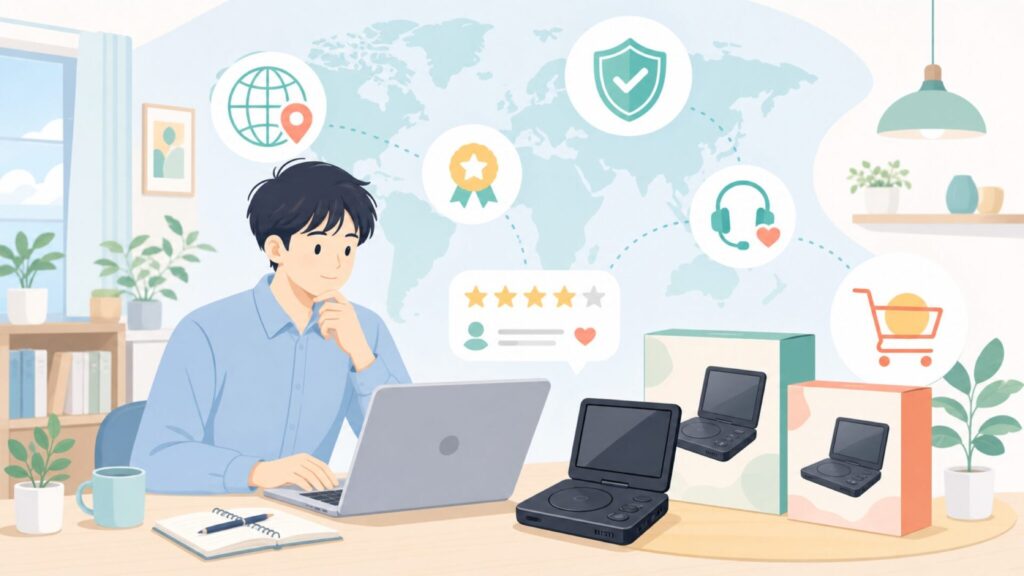 BIGASUOはどこの国？運営会社と保証の実態を購入前にやさしく解説の要点を表すイラスト