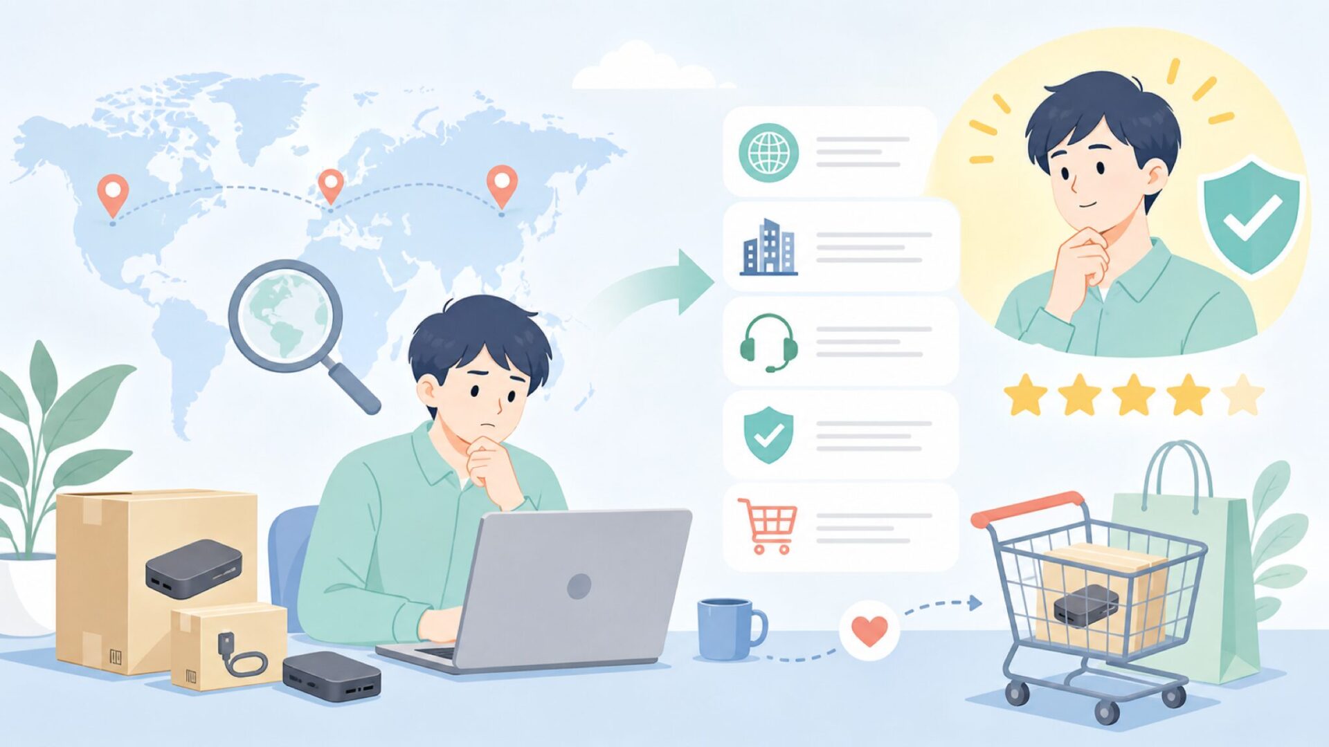 Binizeはどこの国のブランド？運営会社とサポートまで中立解説の要点を表すイラスト