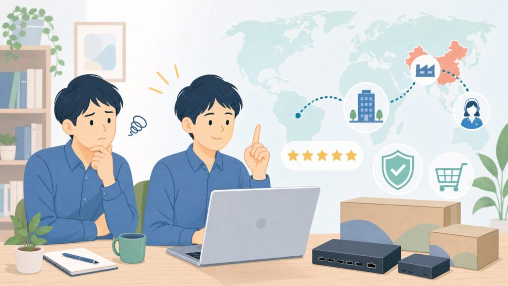 TESmart はどこの国？中国発・日本法人あり——安心して買える理由を完全解説の要点を表すイラスト