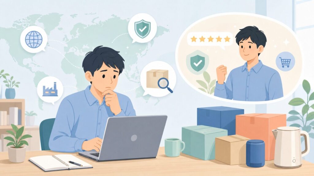 Joy Pebbleはどこの国のブランド？中国製品の安全性と品質を徹底調査の要点を表すイラスト
