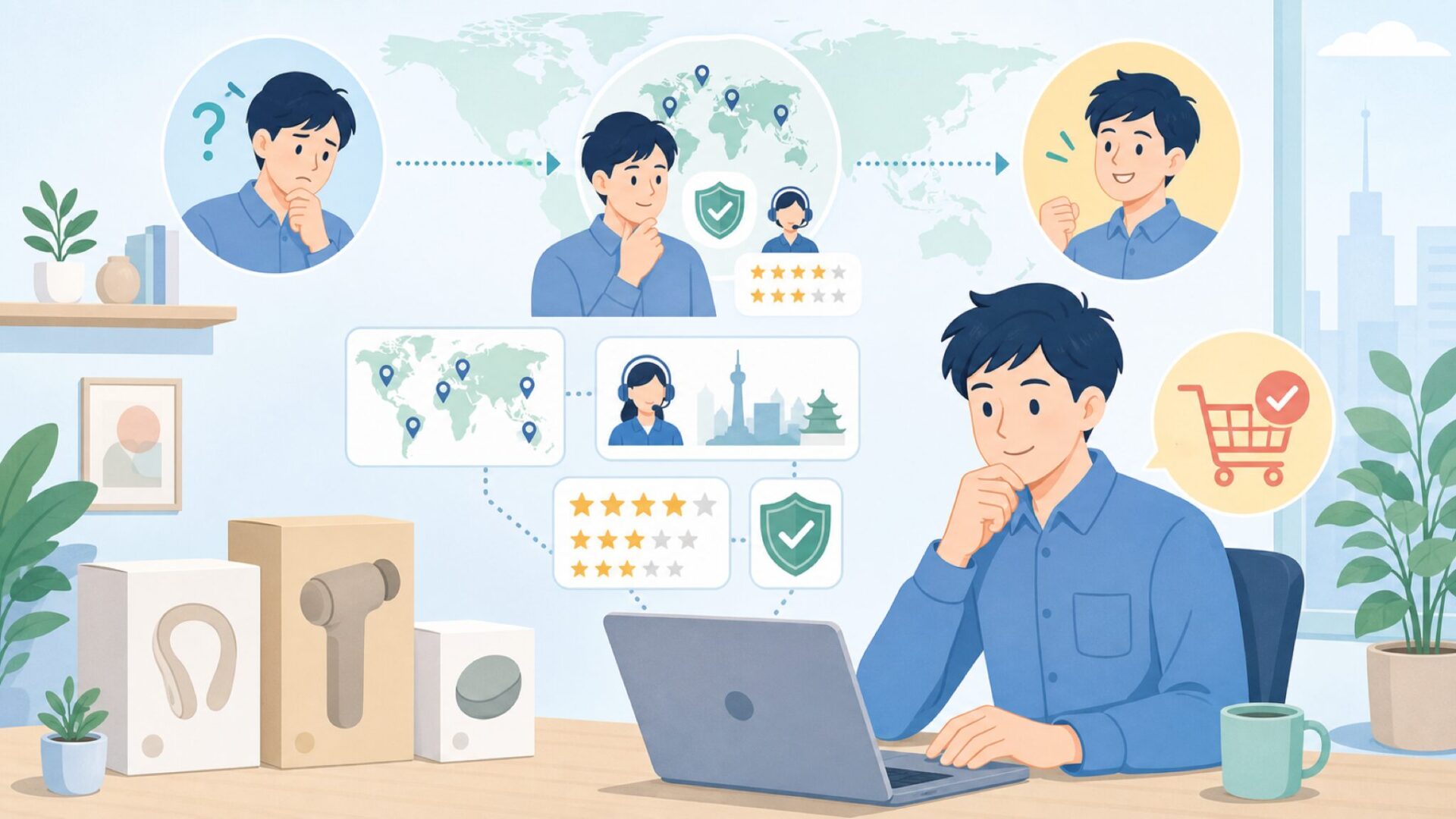 RENPHOはどこの国のブランド？中国発でも安心できる理由を徹底解説の要点を表すイラスト