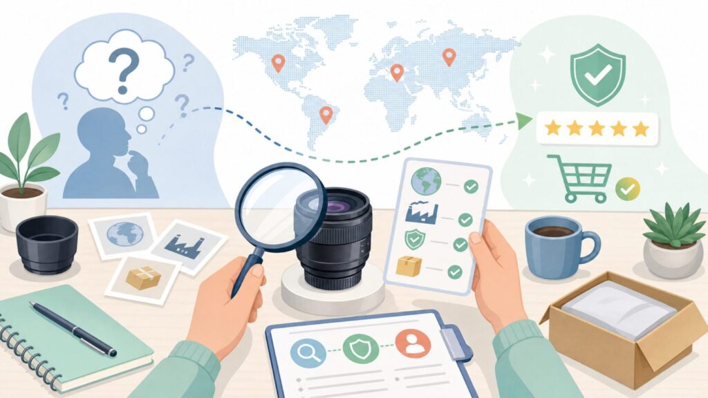 Nuroumはどこの国のブランド？中国発メーカーの実態と信頼性を徹底解説の要点を表すイラスト