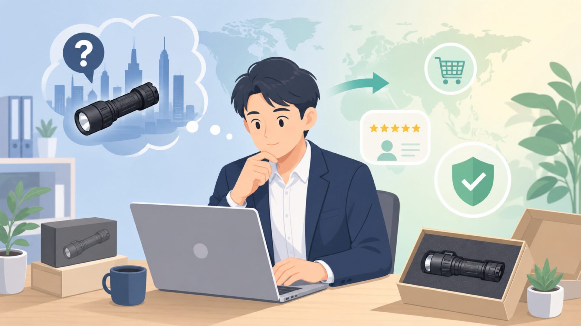 Acebeamどこの国？深センの高級ライトブランドが信頼できる理由の要点を表すイラスト