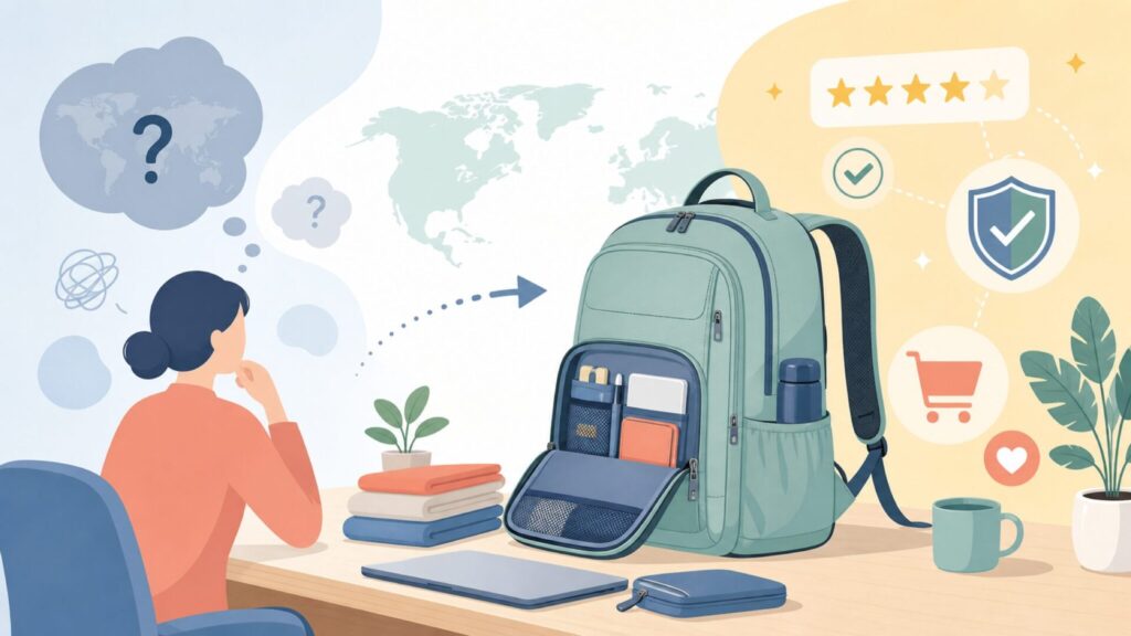 BAGSMARTはどこの国？中国ブランドでも安心な理由と口コミ・おすすめを全解説の要点を表すイラスト