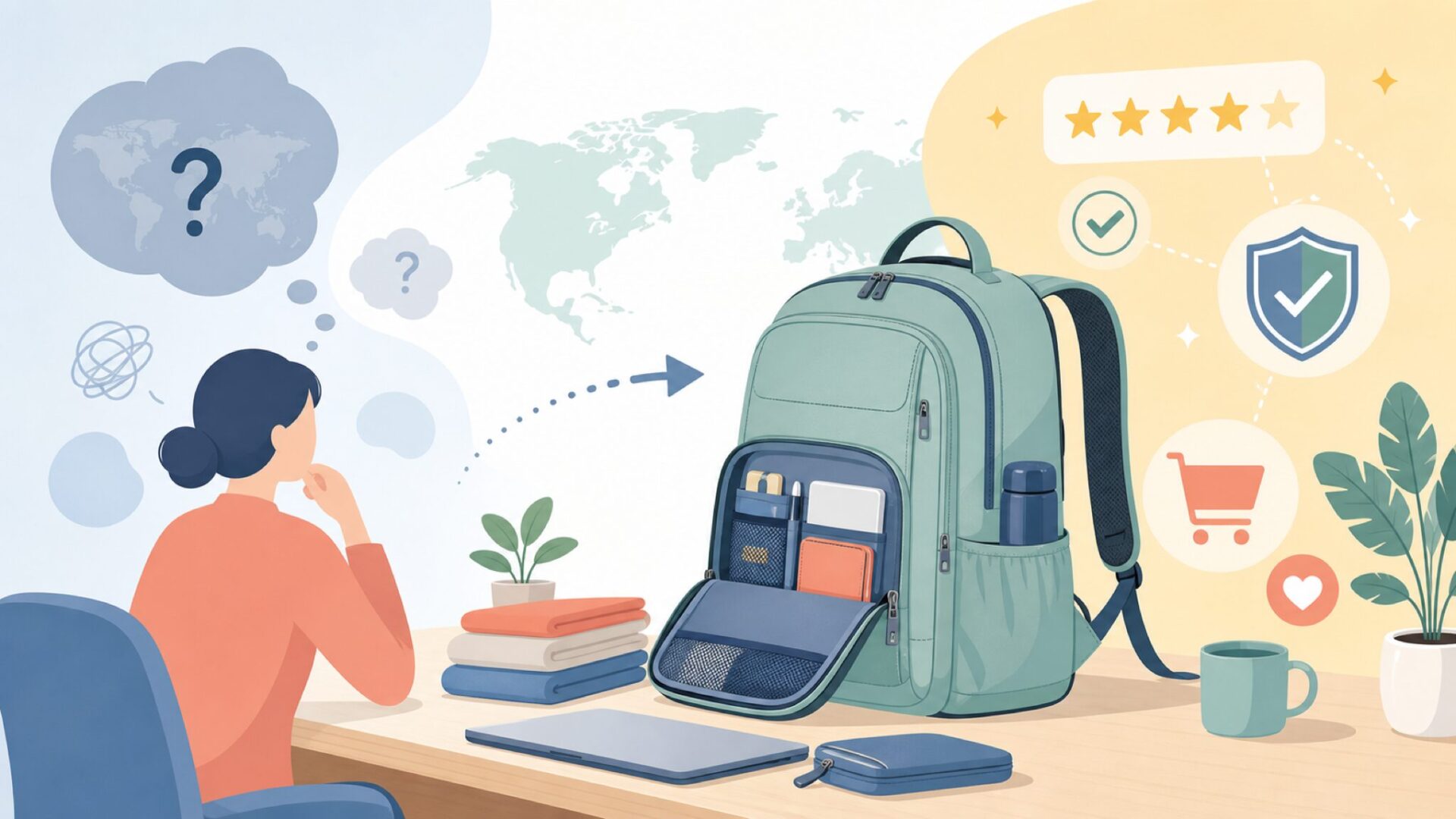 BAGSMARTはどこの国?中国ブランドでも安心な理由と口コミ・おすすめを全解説の要点を表すイラスト