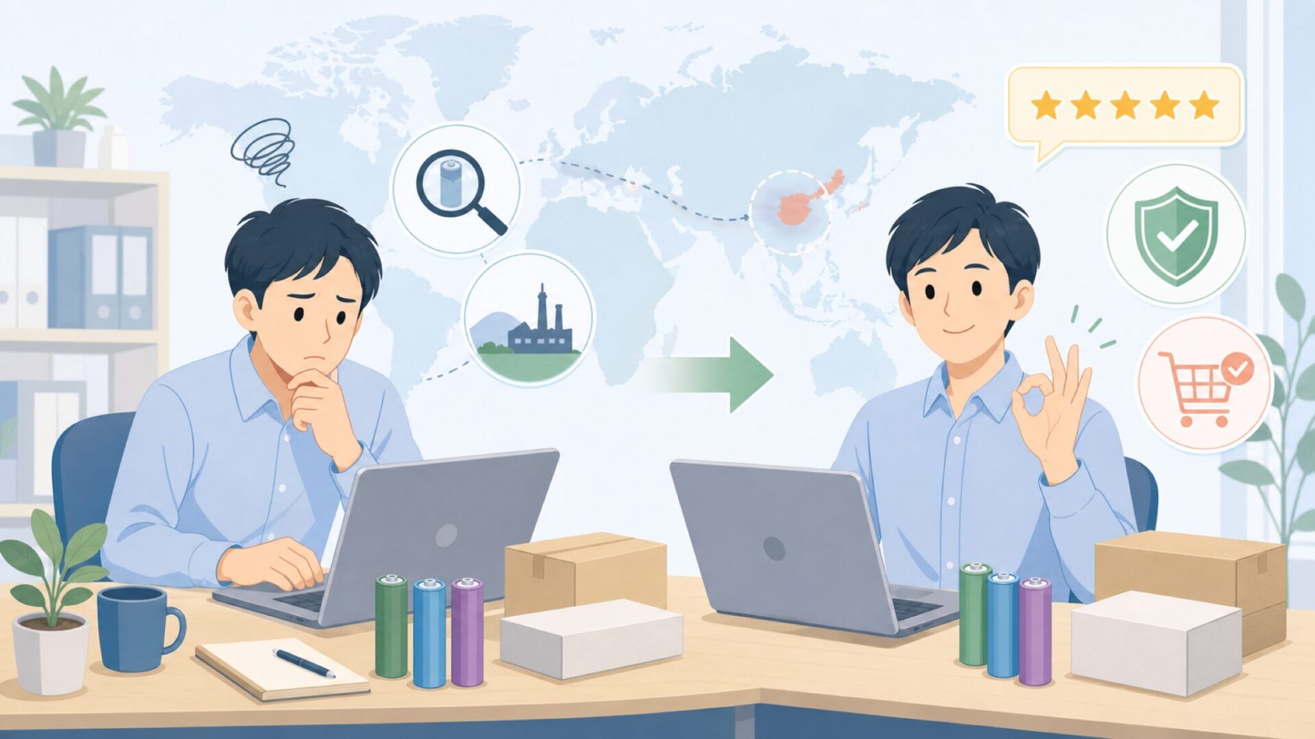 Vapcellはどこの国のブランド？中国製18650の品質と安全な買い方の要点を表すイラスト