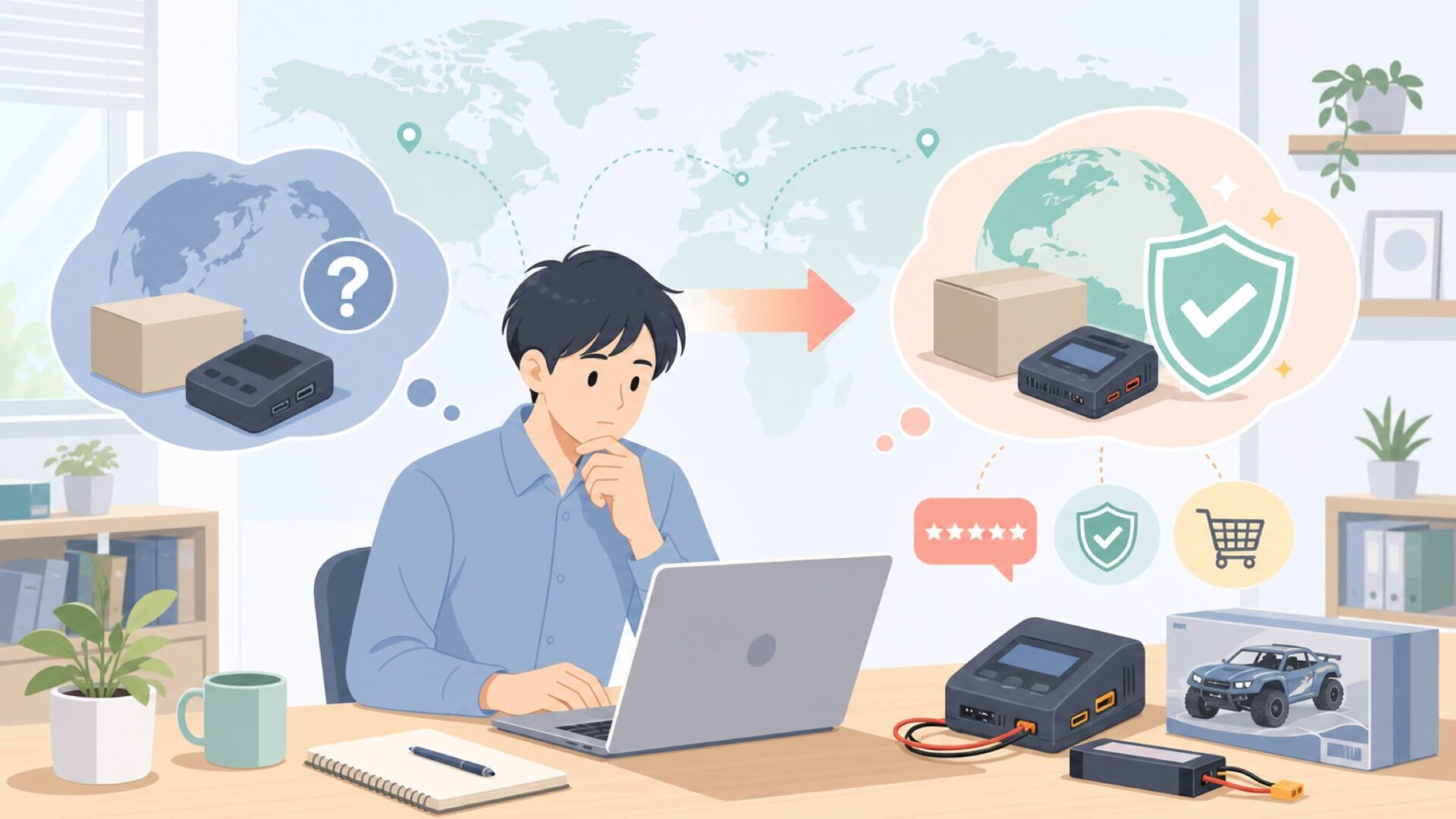 SkyRCはどこの国のメーカー？中国製でも安心できる理由を徹底解説の要点を表すイラスト