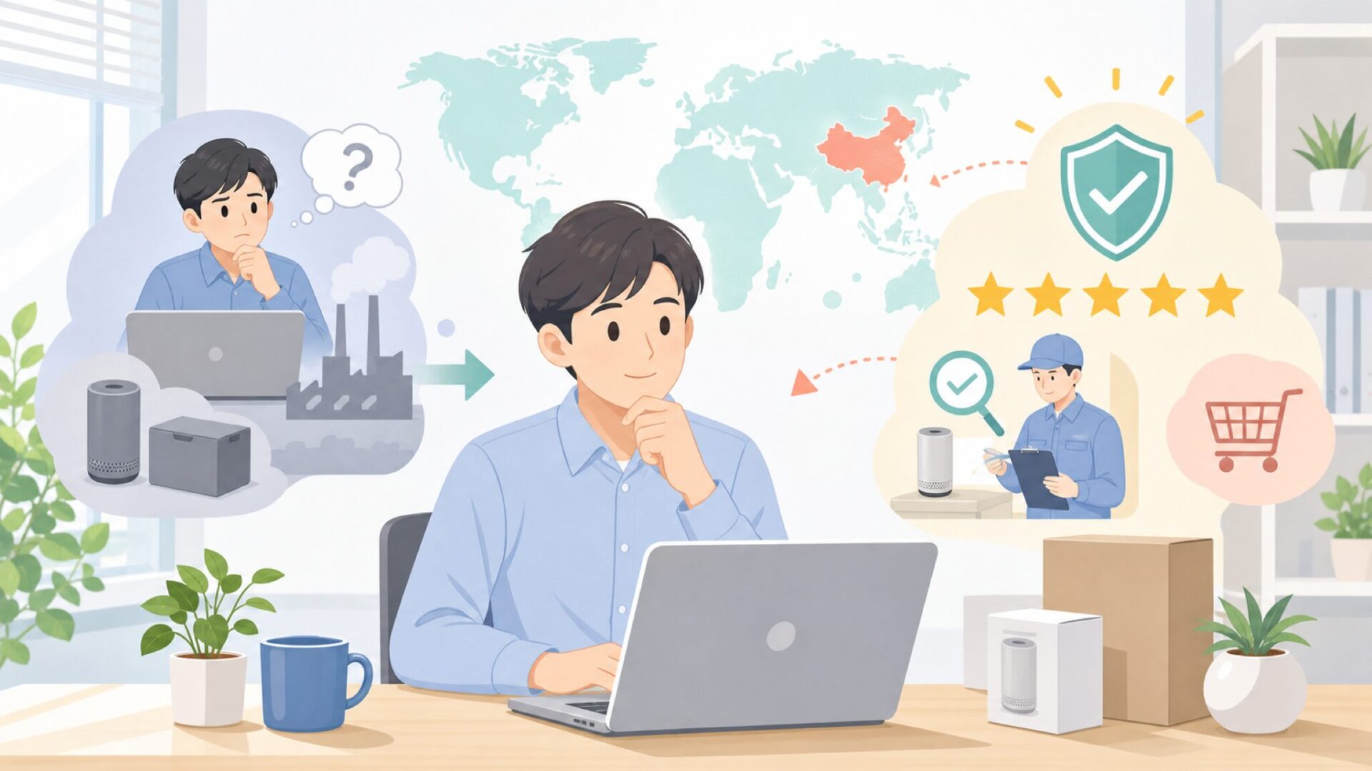 BALDRはどこの国のブランド？中国製でも安心できる理由と選び方の要点を表すイラスト