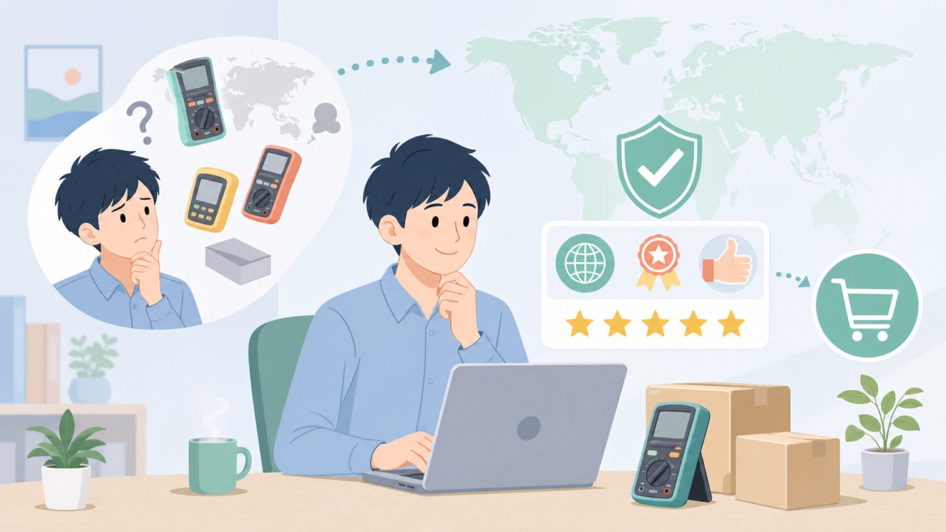 MESTEKってどこの国?中国?アメリカ?ブランドの実態とMATECHとの違いの要点を表すイラスト