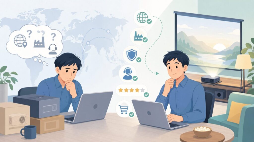 AWOL Visionはどこの国？信頼性を徹底検証！日本サポートと技術力のすべての要点を表すイラスト