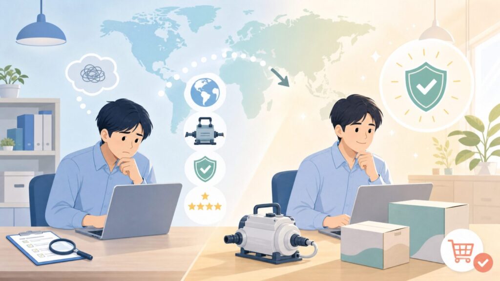TeraPumpはどこの国？アメリカ発の液体移送ポンプブランドの素性と信頼性を解説の要点を表すイラス