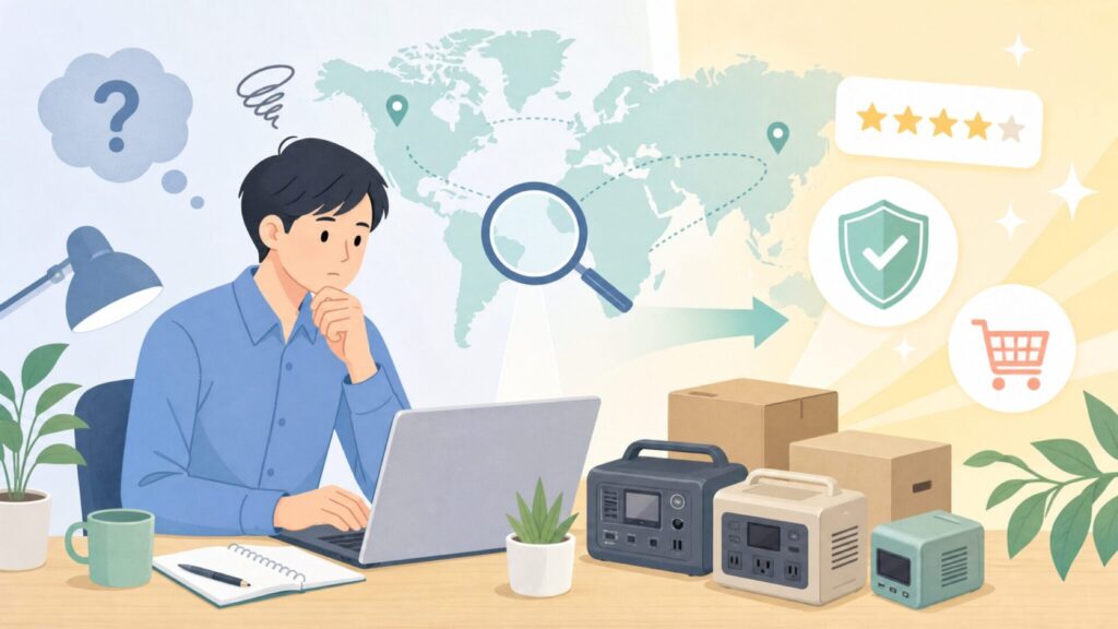 Ampeakはどこの国のブランド？電源専門メーカーの素性と安全性を徹底解説の要点を表すイラスト
