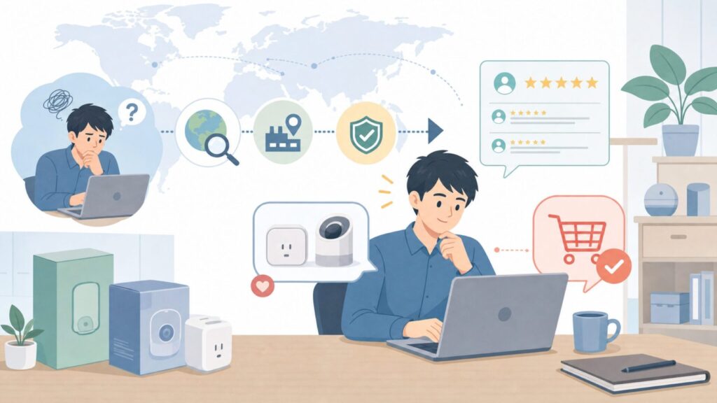 Aubessはどこの国のブランド？深圳発の実態と信頼性を徹底解説の要点を表すイラスト