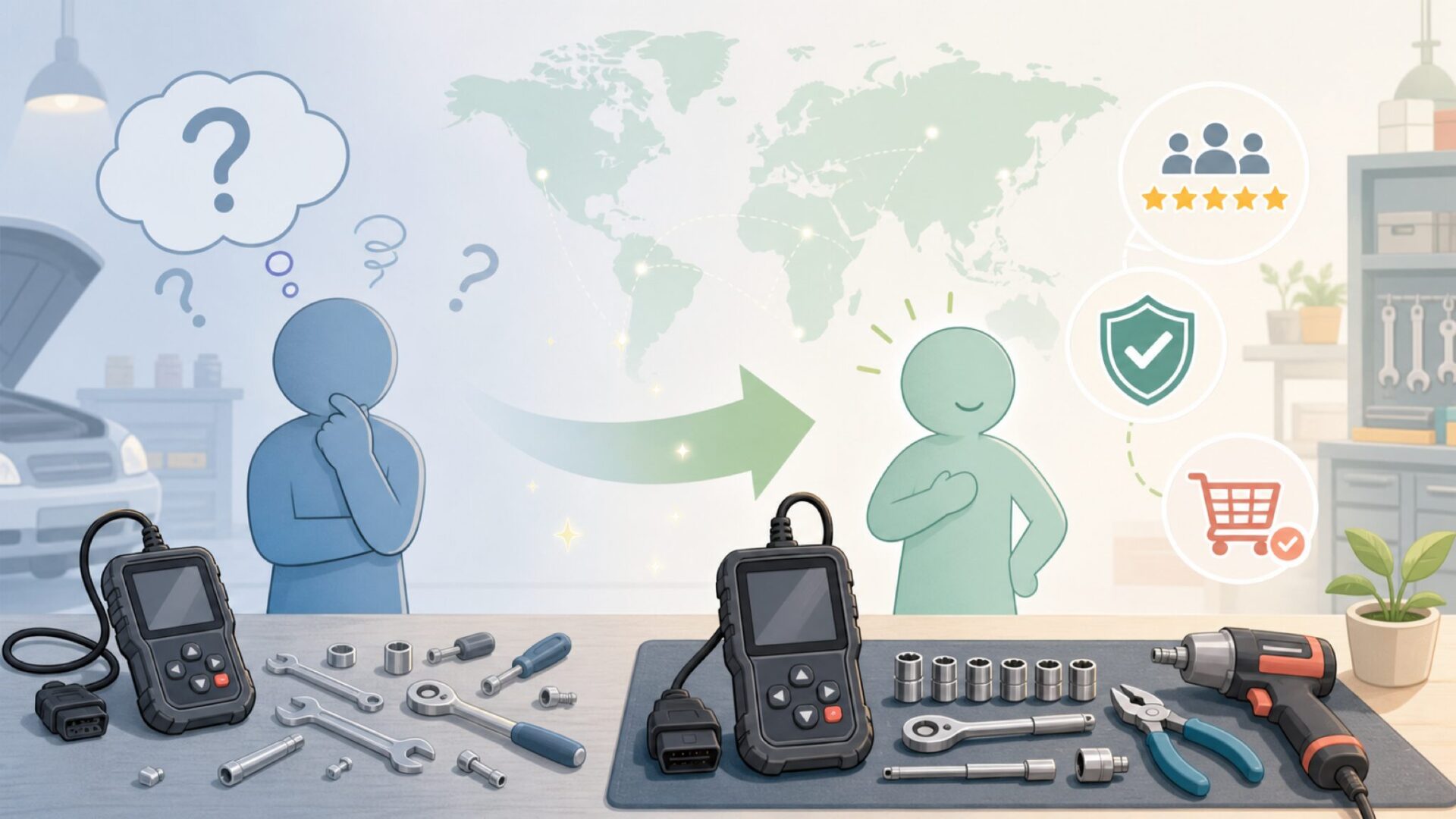 Kingbolenどこの国？中国OBD2専業メーカーの信頼性・口コミ・購入先まとめの要点を表すイラス