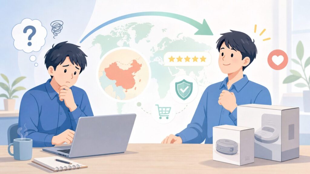 Beatbotはどこの国？中国製でも世界で売れる理由と日本購入ガイドの要点を表すイラスト