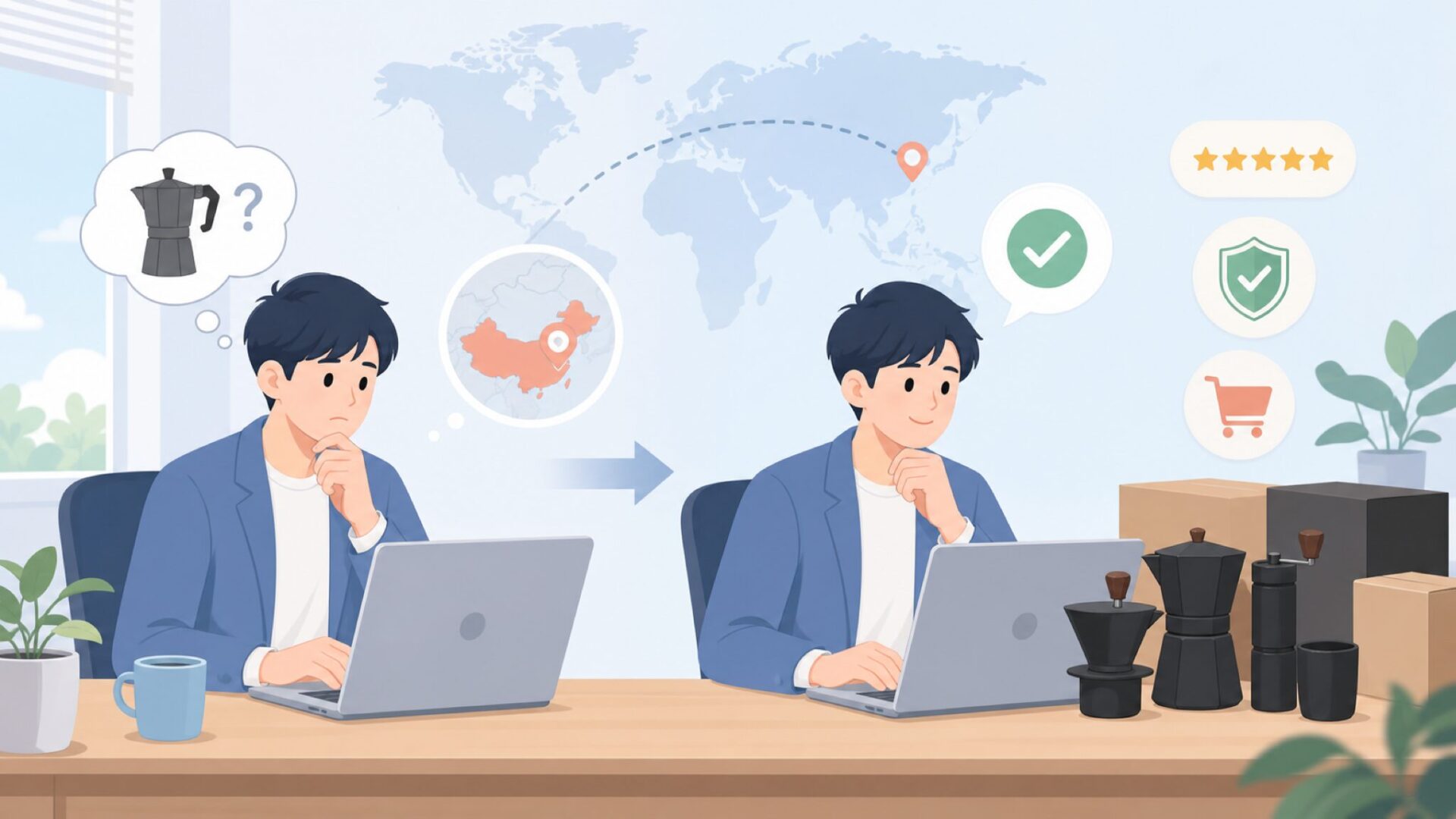 MHW-3BOMBERはどこの国？中国広州発のコーヒーギアブランドを徹底解説の要点を表すイラスト