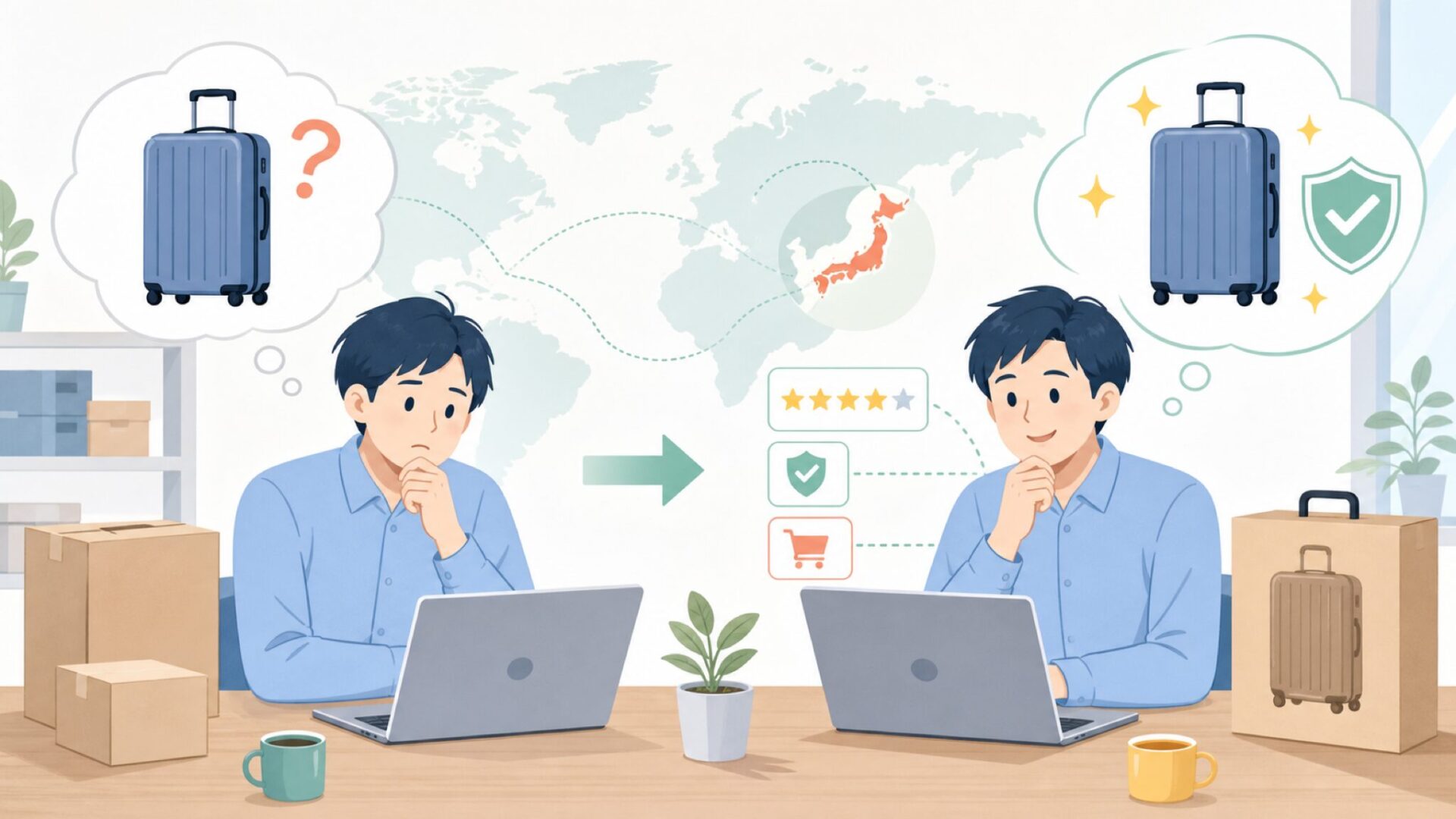 ACEはどこの国のブランド？日本製スーツケースの歴史と品質を徹底解説の要点を表すイラスト