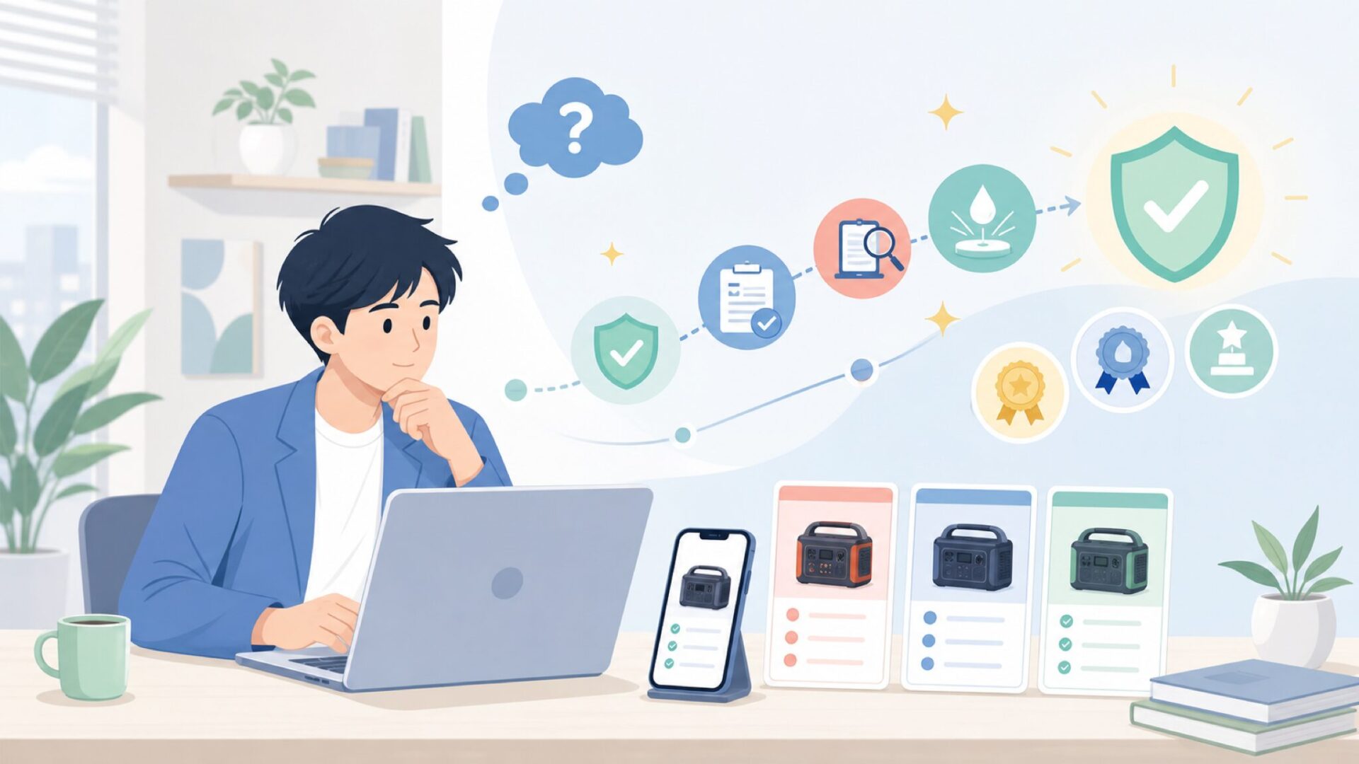 Jackeryの信頼性を示す実績と受賞歴を表すイラスト