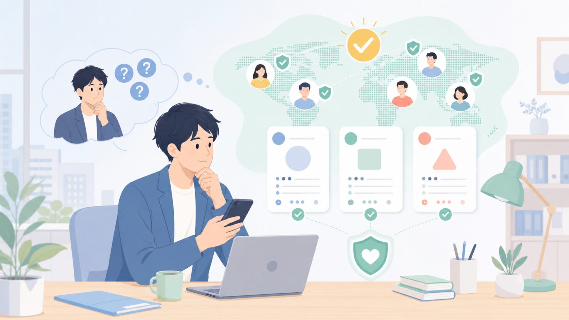 グローバル採用実績が示す信頼性を表すイラスト