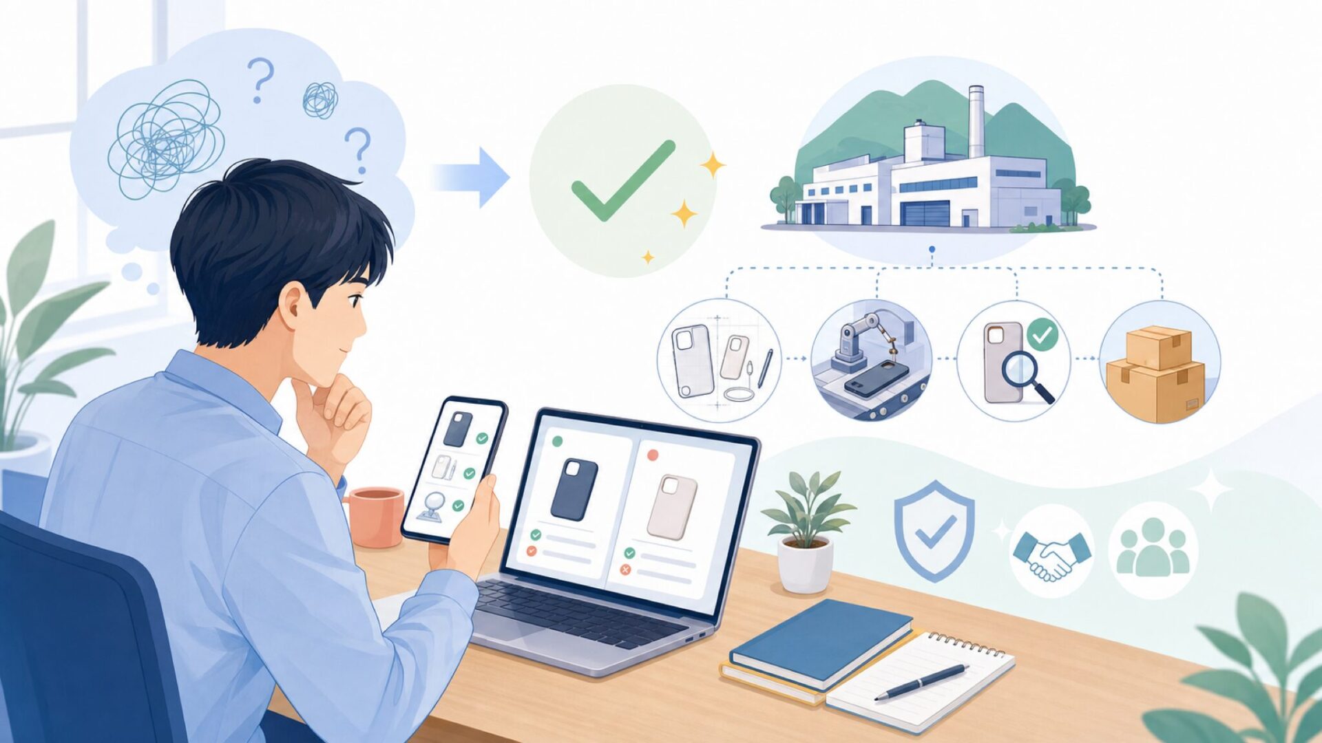 RhinoShieldはどこの国？ — 台湾に自社工場を持つ独立系メーカーの正体を表すイラスト