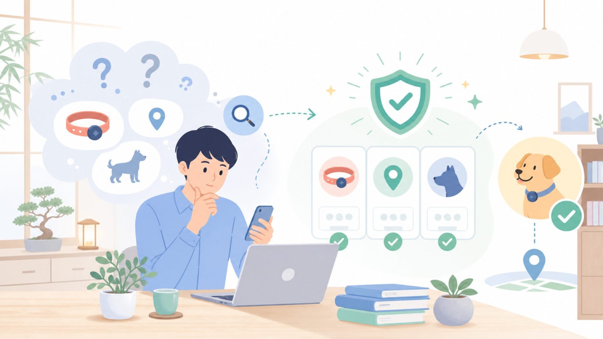 Petfonはどこの国のブランド？アメリカ発GPSトラッカーの正体を表すイラスト