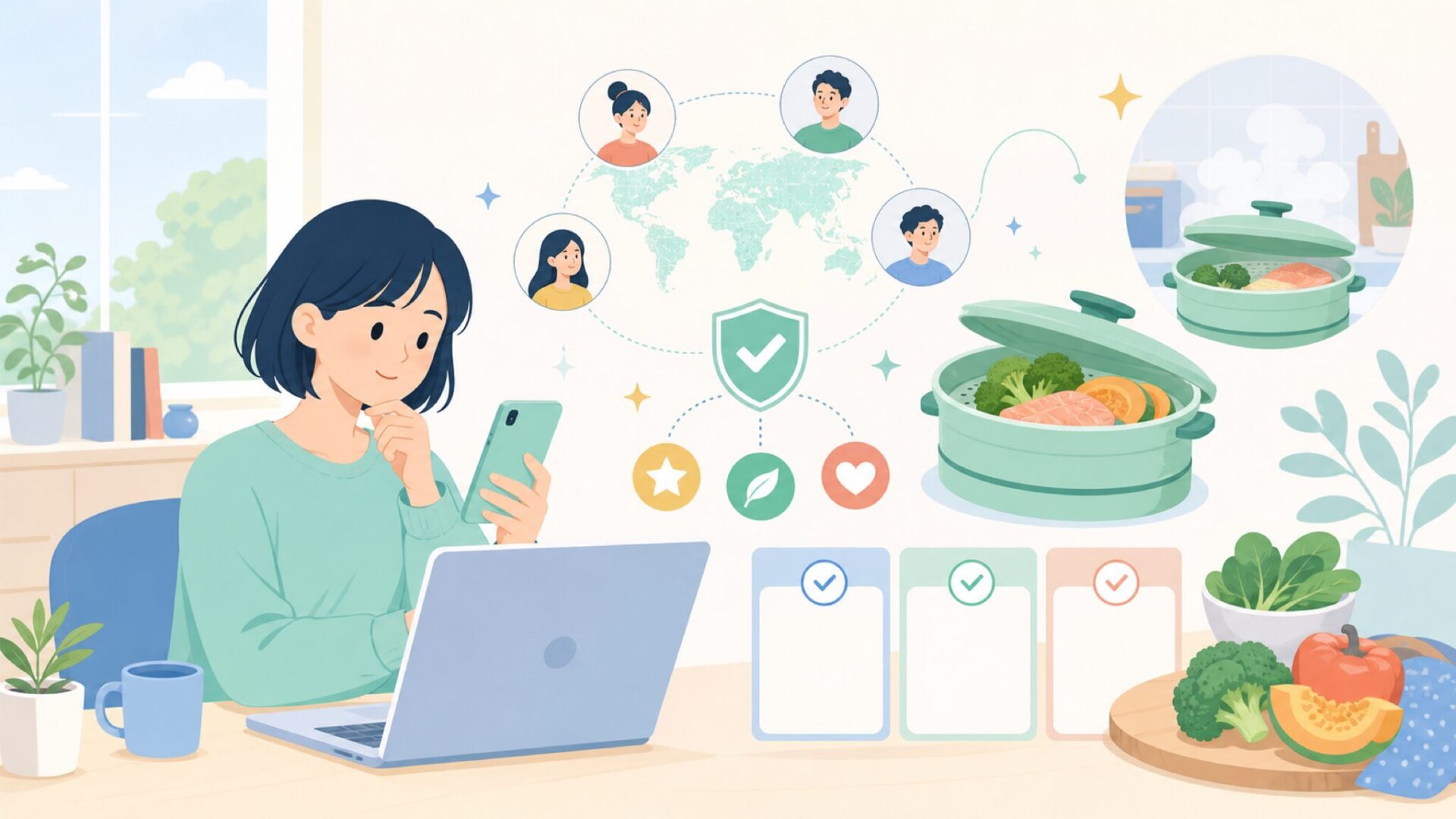 代表製品「スチーマー」の正体——世界中で選ばれる理由を表すイラスト