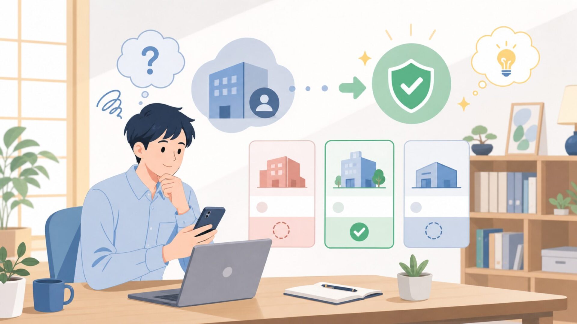 Uoniを運営する会社は怪しくない？正体と実体を確かめるを表すイラスト