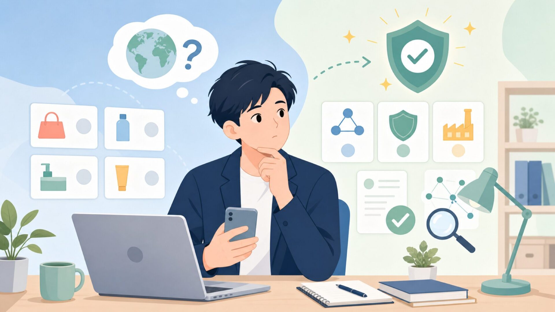 LXMIMIはどこの国のブランド?結論と運営企業の正体を表すイラスト