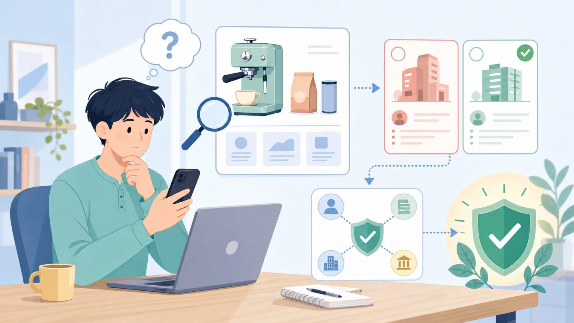 Mixpressoはどこの国のブランド?運営会社の正体を最初に確認を表すイラスト