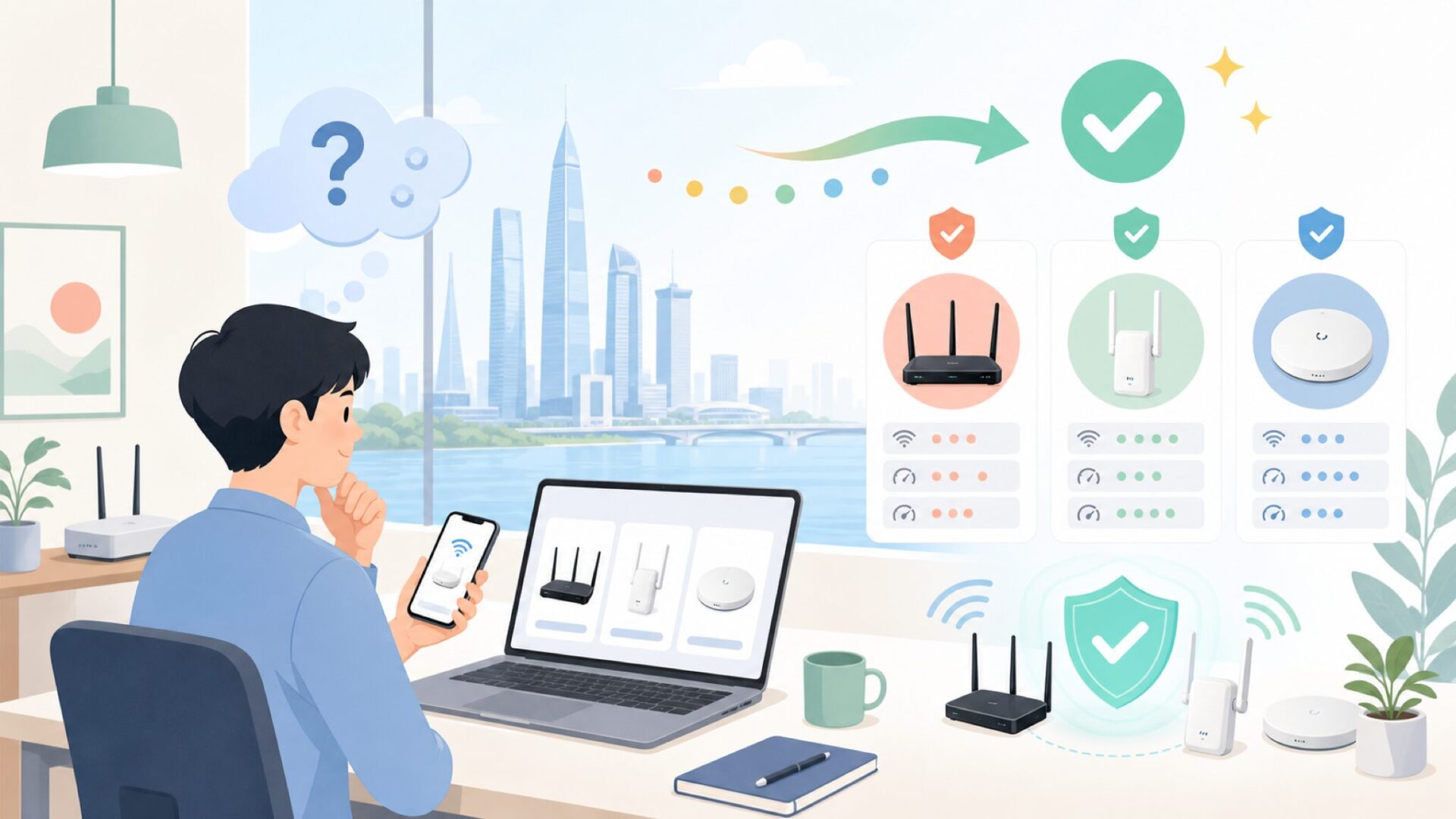 Comfastの正体 — 中国・深圳に本社を置く無線LAN専門メーカーを表すイラスト